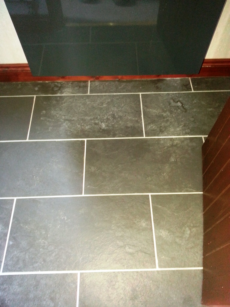 Limescale Treated on Slate Bathroom Tiles Ravenden Before