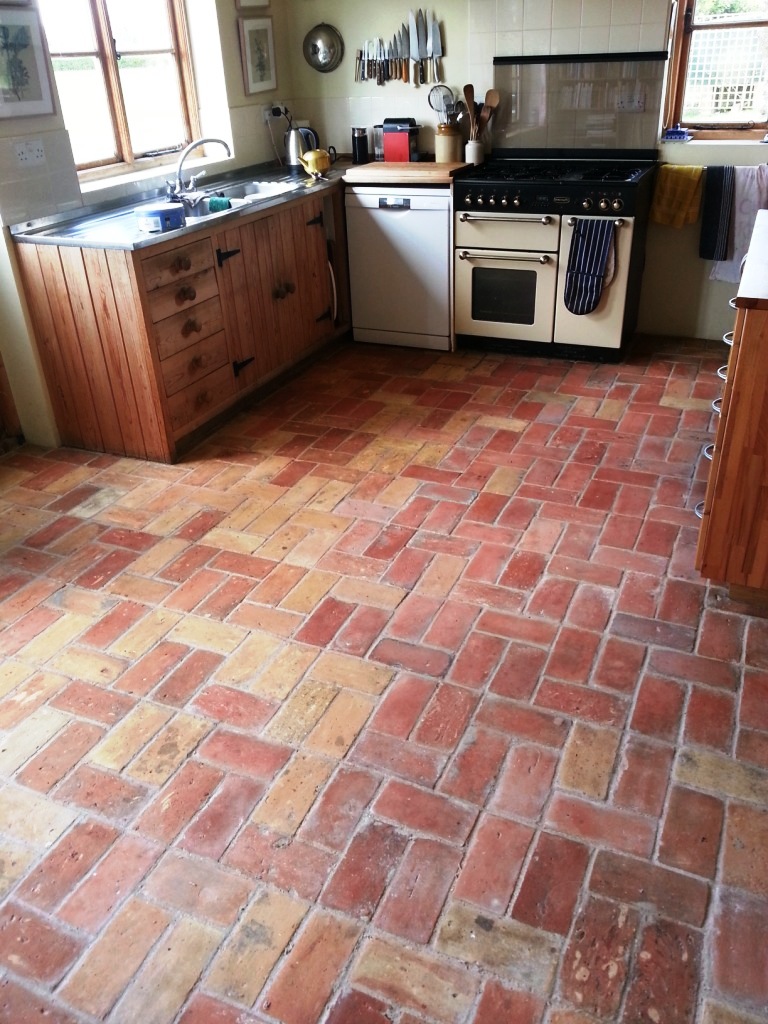 20 Year old hand made brick floor After Cleaning in Wrestlingworth