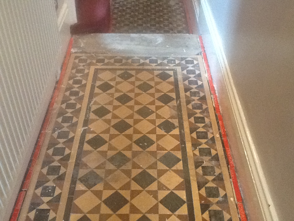 Victorian tiled floor Before Cleaning Bedford