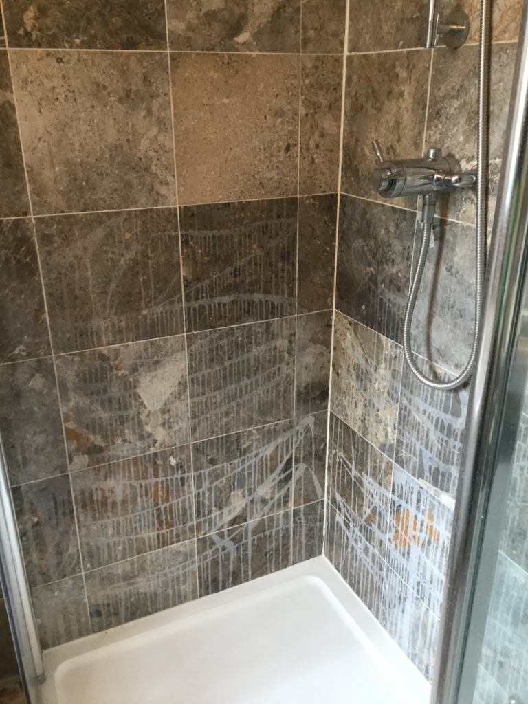 Marble Shower Cubicle Before Cleaning in Sharnbrook