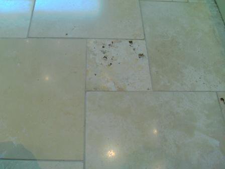 Travertine Floor After 3 Stage Burnish Travertine Floor After 3 Stage Burnish