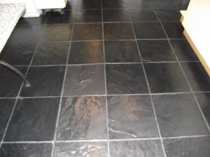 Slate Tiled floor in Bedfordshire after cleaning and sealing