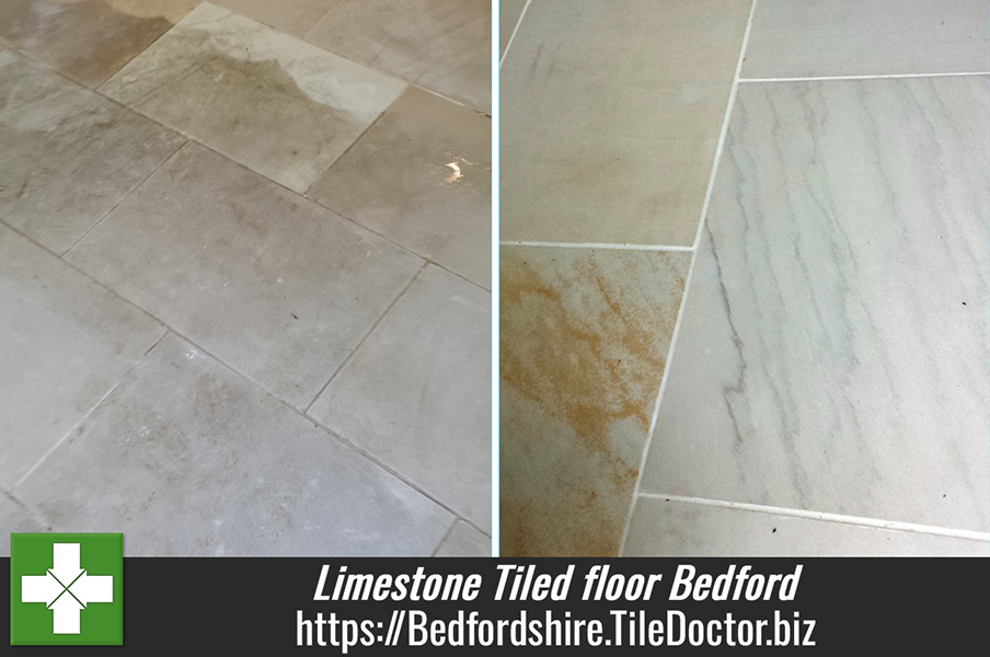 Deep Cleaning and Sealing Limestone Tiled floor in Bedford