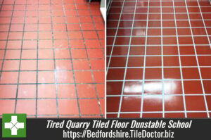 Tired Quarry Tiled Floor in Dunstable School Refurbished