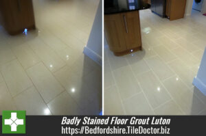 Cleaning Badly Stained Floor Grout in Luton