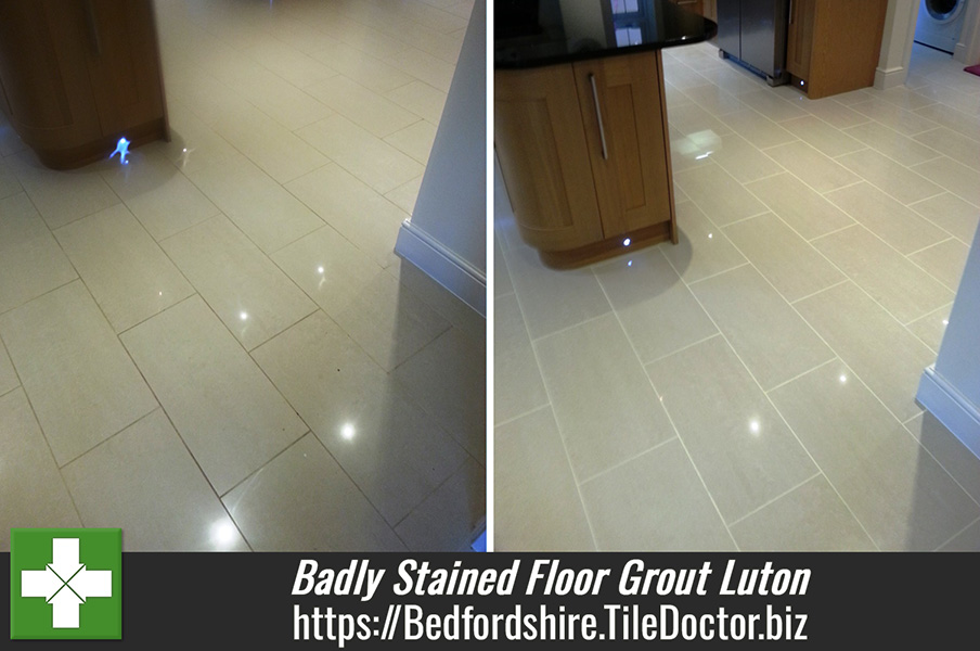 Cleaning Badly Stained Floor Grout in Luton