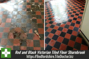 Red and Black Victorian Tiled Floor Restored in Sharnbrook