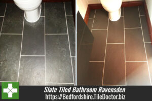 Dealing with Limescale Stains on a Slate Tiled Bathroom in Ravensden