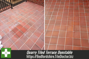 Newly Laid Quarry Tiled Terrace Treated for Grout Haze in Dunstable
