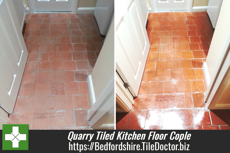 Quarry Tiled Kitchen Floor Resealed in Cople