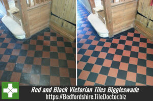 Red and Black Victorian Tiles Stripped and Sealed in Biggleswade