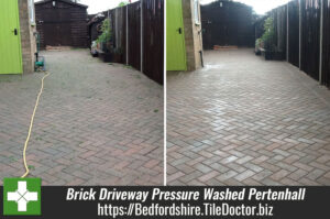 Brick Driveway Pressure Washed and Sealed in Pertenhall