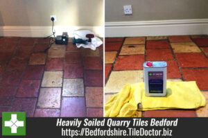 Heavily Soiled Quarry Tiles Deep Cleaned and Sealed in Bedford