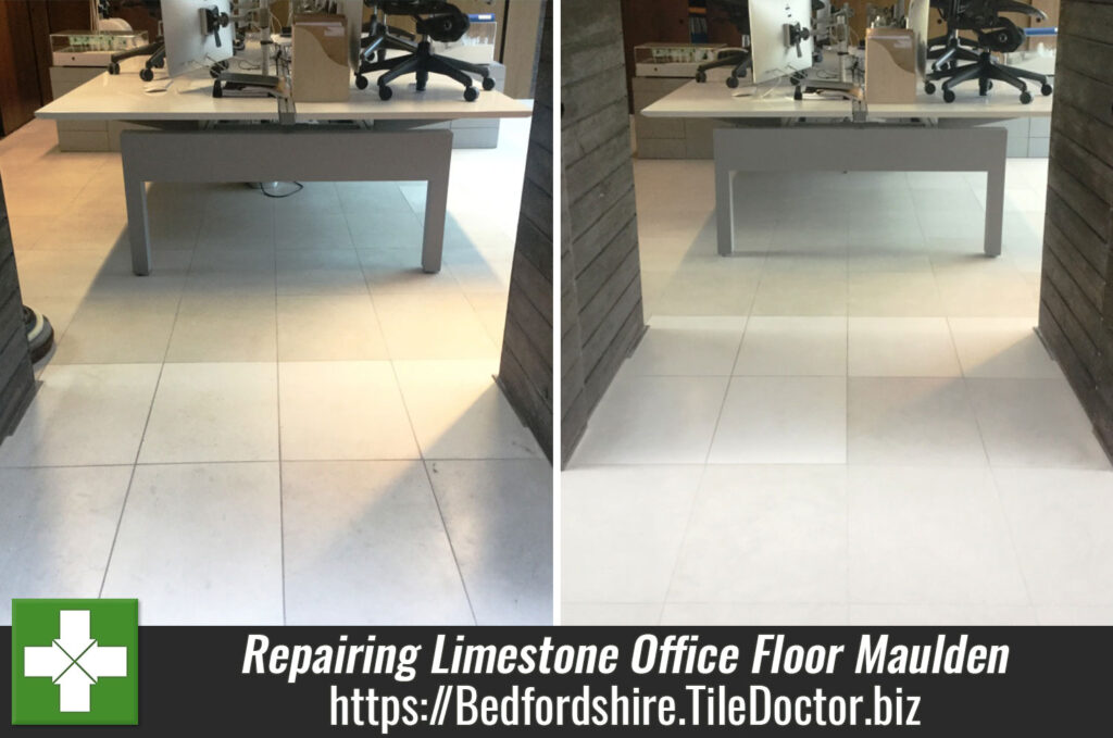 Polishing and Repairing a Limestone Office Floor in Maulden