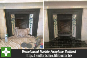 Stained and Discoloured Marble Fireplace Rejuvenated in Bedford