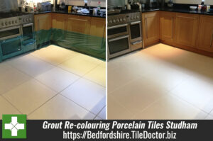 Cleaning and Grout Re-colouring for Porcelain Kitchen Tiles in Studham