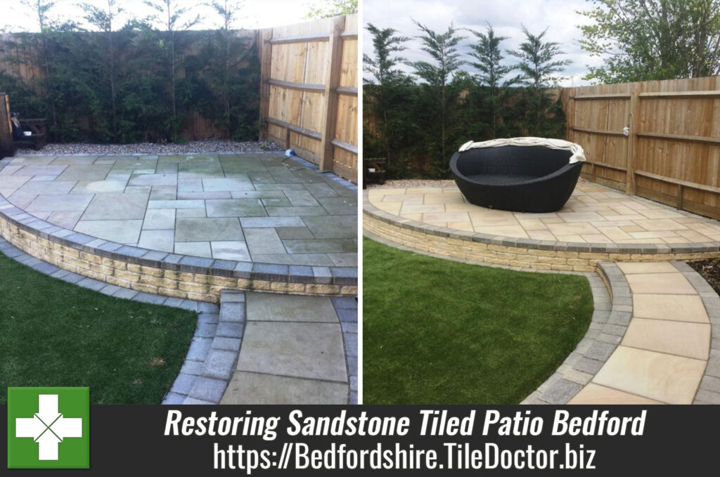 Restoring the Spoiled Appearance of a Sandstone Tiled Patio in Bedford