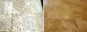 Travertine Tiles Before After Cleaning at Cranfield University