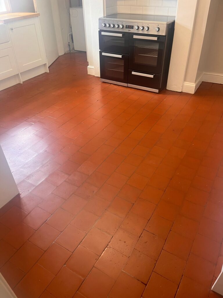 Victorian Quarry Tiled Kitchen Floor After Restoration Elstow